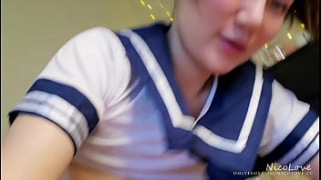 Chinese Girlfriend in JK Uniform Letting You Cum in Her Mouth - NicoLove